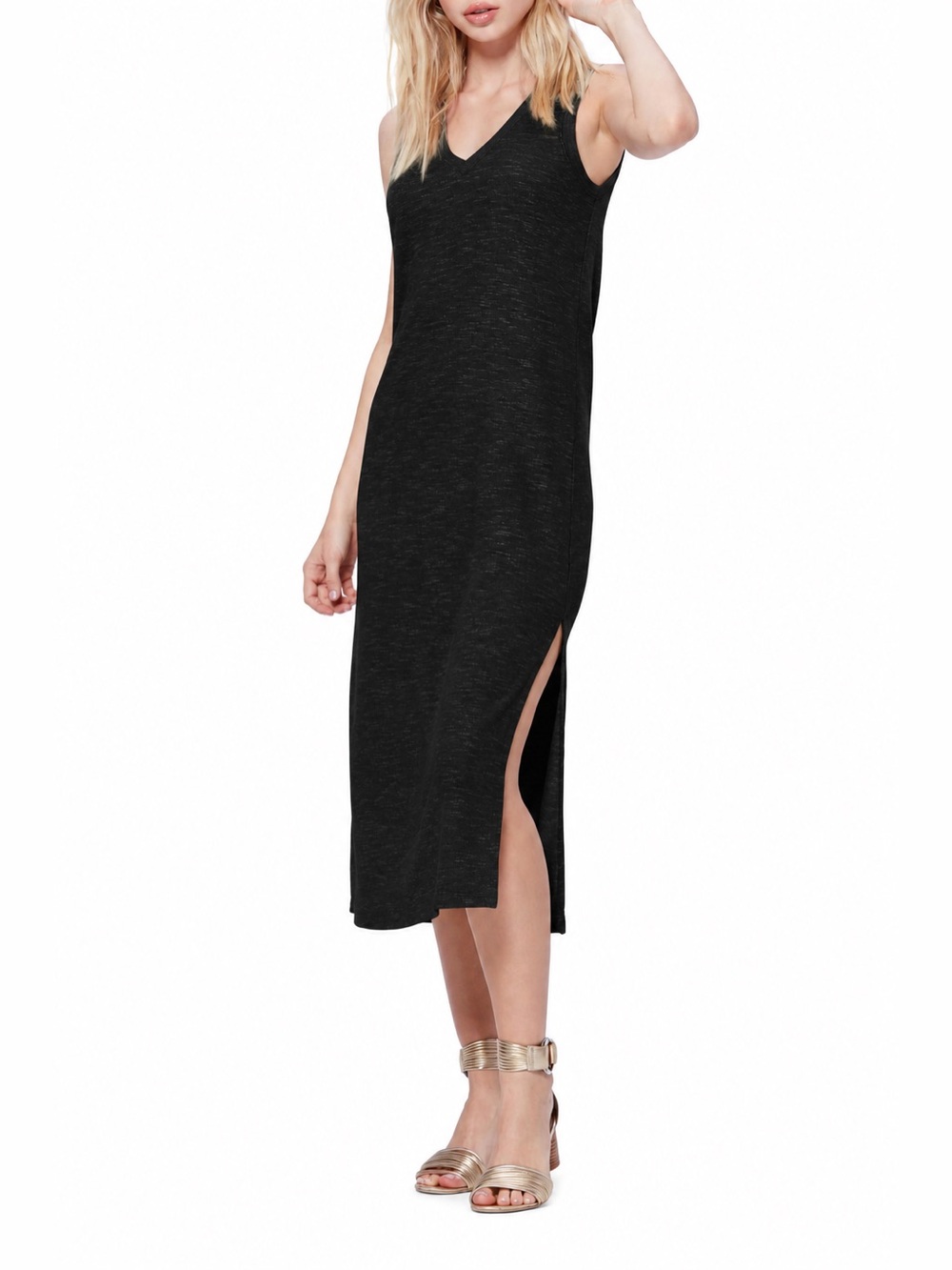 PAIGE Sage Midi Tank Dress Black V-Neck Maxi Dress Size XS